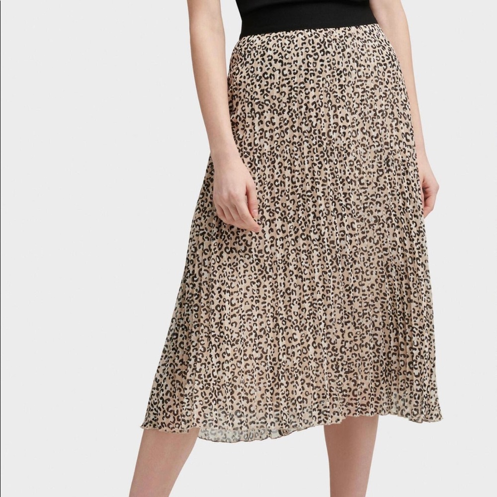 DKNY pleated leopard midi skirt x-small